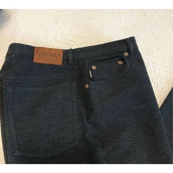NWOT Lauren Ralph Lauren Charcoal Grey 5 Pocket Pants, 6P. Flannel feel heritage - Picture 3 of 10